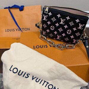 Authentic Louis Vuitton learner monogram small coussins bag  black and pink